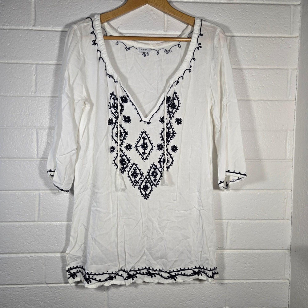 Raviya Embroidered Sequin Tunic Top Oversize Large Boho Tassel Hippie Beachy